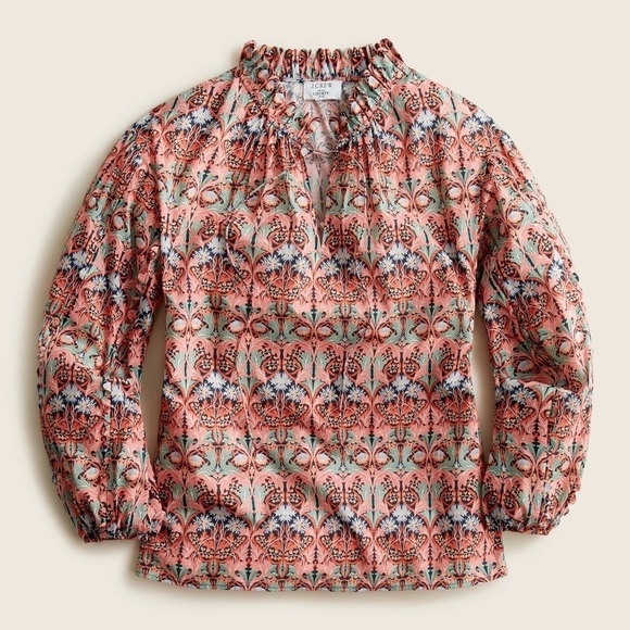 J. Crew Scalloped tie-neck top in Liberty® May Nouveau print - Picture 1 of 7